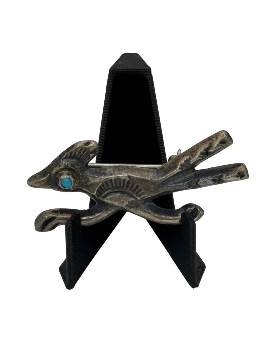 Sterling Silver Turquoise Roadrunner Pin Brooch Southwestern 3.31g Vintage 925